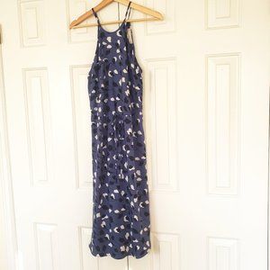 Loft Dusky Blue Floral Dress - Spaghetti straps and tie waist. Size XS